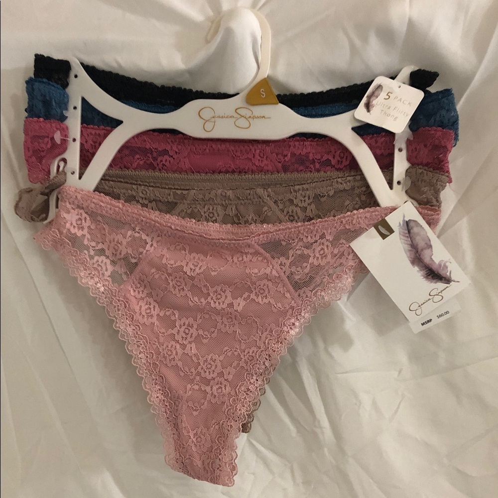 Jessica Simpson 5pack ultra flirty lace thong fit women’s panties size small new